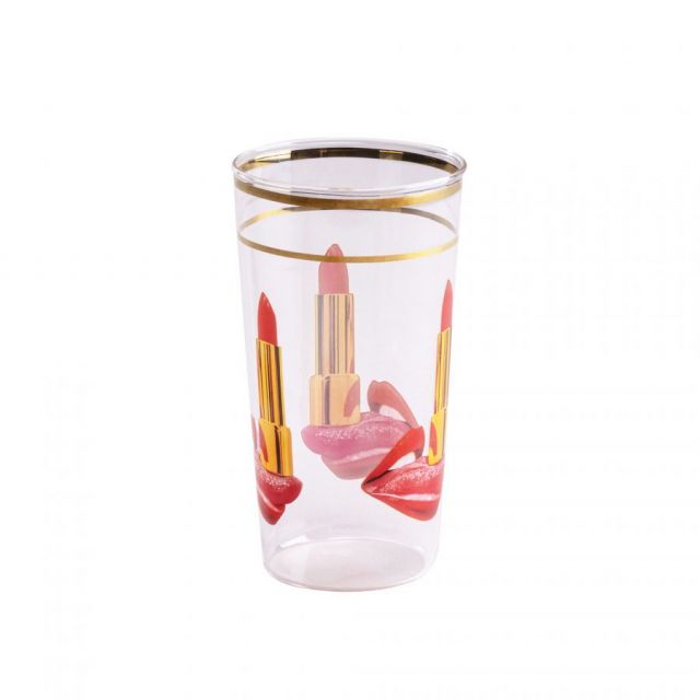 BICCHIERE IN VETRO GLASS TONGUE H 13 cm