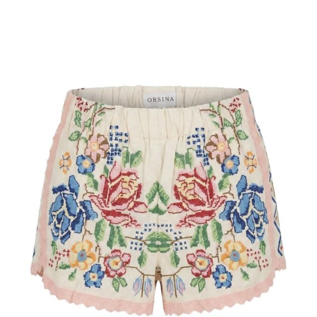 FLOWER DESIGN SHORTS- naturale