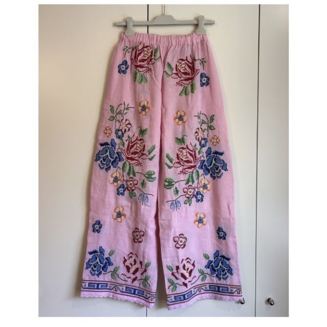 FLOWER DESIGN LONG PANTS-pink