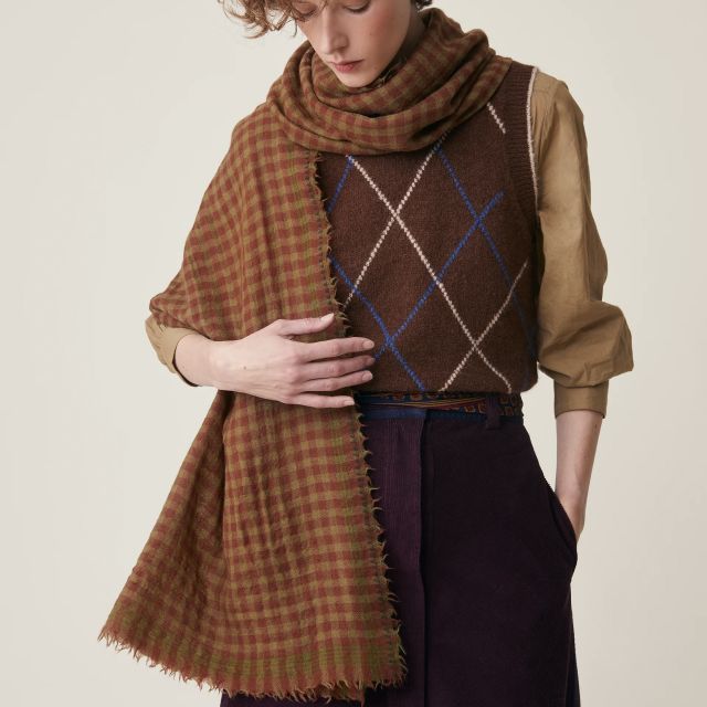 SCIARPA vichy n693- brown
