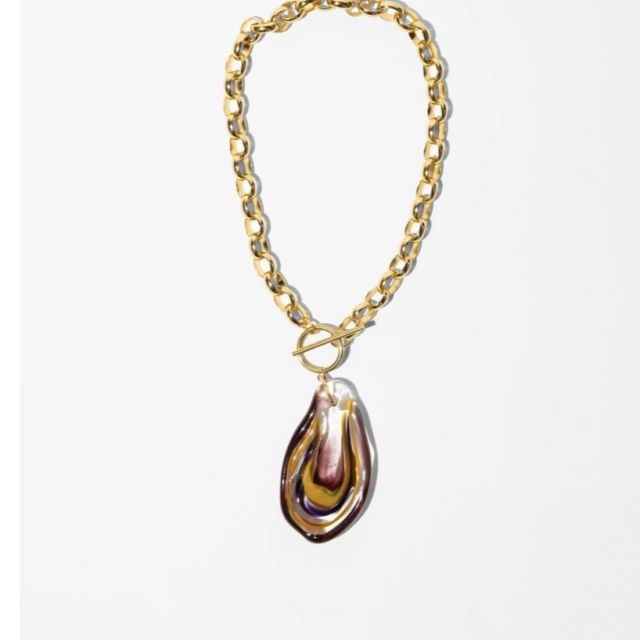 COLLANA PLUMB CHAIN- ambra