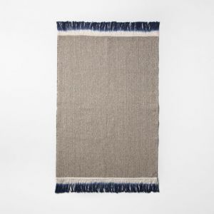 TAPPETO STUOIA CON ORLO SFRANGIATO BLU 60 x L 100 cm