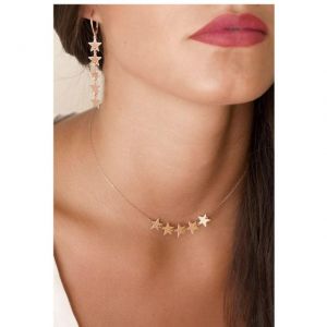 COLLANA GIROCOLLO CON CINQUE STELLE VICINE