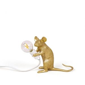 LAMPADA DA TAVOLO IN RESINA MOUSE GOLD SEDUTA