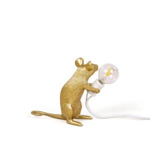 LAMPADA DA TAVOLO IN RESINA MOUSE GOLD SEDUTA