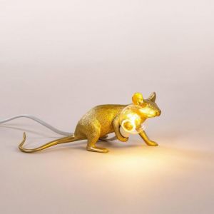 LAMPADA DA TAVOLO IN RESINA MOUSE GOLD SDRAIATA