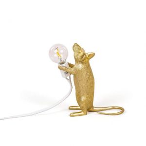 LAMPADA DA TAVOLO IN RESINA MOUSE GOLD IN PIEDI