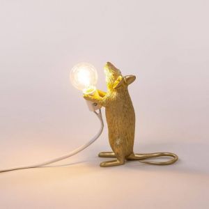 LAMPADA DA TAVOLO IN RESINA MOUSE GOLD IN PIEDI