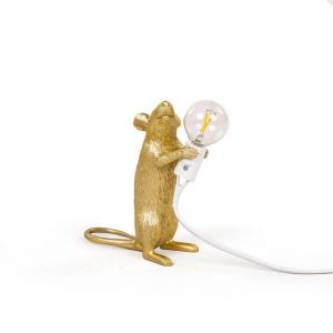 LAMPADA DA TAVOLO IN RESINA MOUSE GOLD IN PIEDI