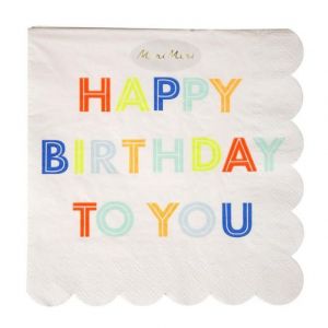 Meri Meri TOVAGLIOLI GRANDI HAPPY BIRTHDAY Set 20 pz