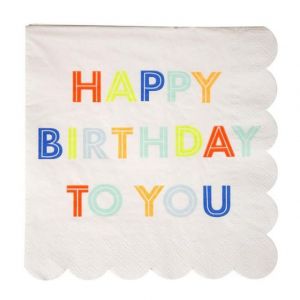 Meri Meri TOVAGLIOLI GRANDI HAPPY BIRTHDAY Set 20 pz