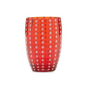 BICCHIERE IN VETRO PERLE ROSSO