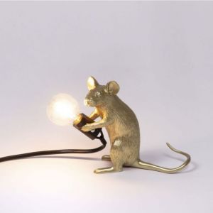 LAMPADA DA TAVOLO MOUSE GOLD SEDUTO