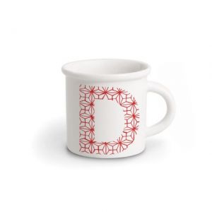 TAZZA IN PORCELLANA LETTERA D rossa