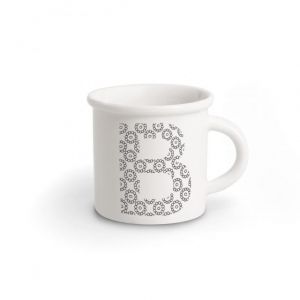 TAZZA IN PORCELLANA LETTERA F nera