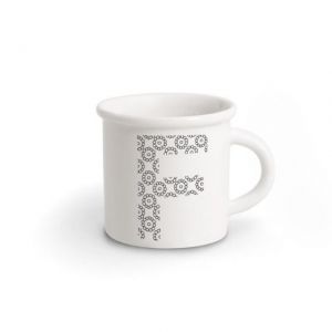 TAZZA IN PORCELLANA LETTERA F nera