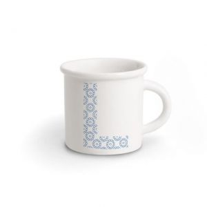 TAZZA IN PORCELLANA LETTERA L blue