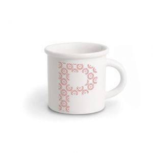 TAZZA IN PORCELLANA LETTERA P rossa