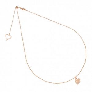 COLLANA GIROCOLLO CON FOGLIA MONSTERA IN GALVANICA ORO ROSA