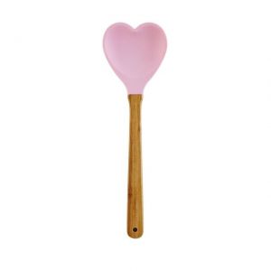 CUCCHIAIO DI LEGNO CON CUORE ROSA