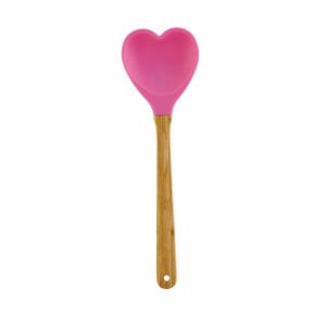 CUCCHIAIO DI LEGNO CON CUORE FUCSIA