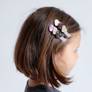 FERMAGLIO PER CAPELLI CON CUORI GLITTER