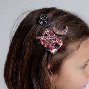 CLIPS GLITTERATI PER CAPELLI Set di 3