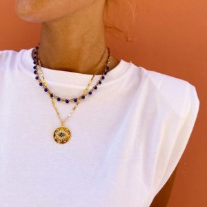 COLLANA A CATENA AMORE CON CARBOCHON BLU