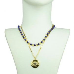 COLLANA A CATENA AMORE CON CARBOCHON BLU