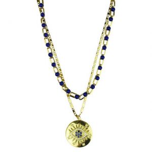 COLLANA A CATENA AMORE CON CARBOCHON BLU