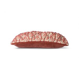 CUSCINO TESSUTO JACQUARD FLOREALE ROSSO ROSA 40 x 30 cm