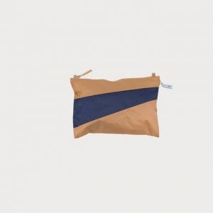 THE NEW POUCH Camel & Navy MEDIUM