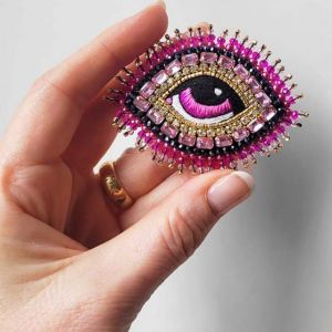 SPILLA PICCOLA HEAVENLY EYE IN STRASS ROSA