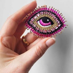 SPILLA PICCOLA HEAVENLY EYE IN STRASS ROSA