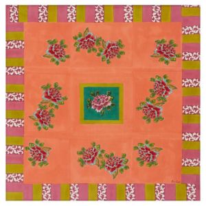 TELO COTONE 110 x 110 cm Ortensia Peach Emerald