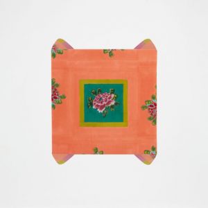 TELO COTONE 110 x 110 cm Ortensia Peach Emerald