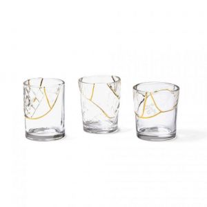 KINTSUGI BICCHIERE IN VETRO E ORO n1