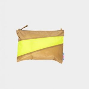THE NEW POUCH Camel & Fluo Yellow MEDIUM