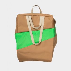 BORSA THE NEW TOTE BAG Camel & Greenscreen LARGE