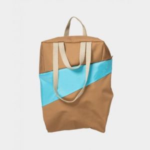BORSA THE NEW TOTE BAG Camel & Key Blue MEDIUM