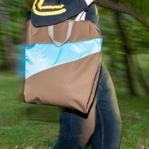 BORSA THE NEW TOTE BAG Camel & Key Blue MEDIUM
