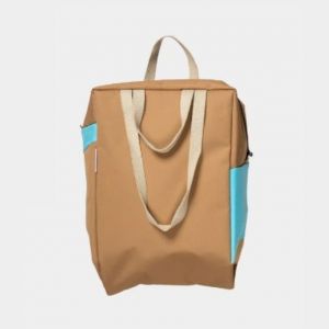 BORSA THE NEW TOTE BAG Camel & Key Blue MEDIUM