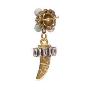 ORECCHINI CON FIORE STRASS CORNO E BAGUETTES Green