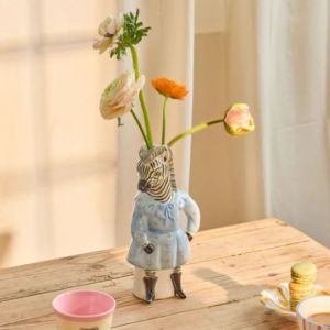 VASO-BROCCA IN CERAMICA Zebra Blu tenue Nathalie Lété