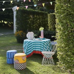 TELO COTONE 180 x 180 cm Nizam Stripes aqua veronese