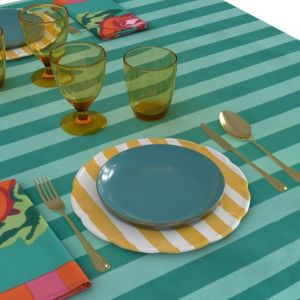 TELO COTONE 220 x 220 cm Nizam Stripes aqua veronese