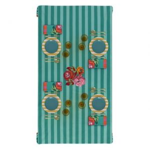 TELO COTONE 220 x 220 cm Nizam Stripes aqua veronese