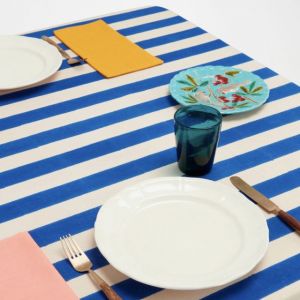 Telo Cotone 180x270cm Nizam Stripes Blue Natural