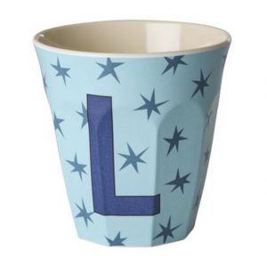 Bicchiere in melamina con Lettera L - Stelle - Medio - 250 ml