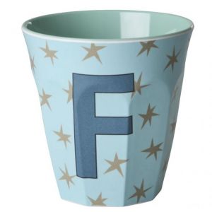 Bicchiere in melamina con Lettera F- Stelle - Medio - 250 ml